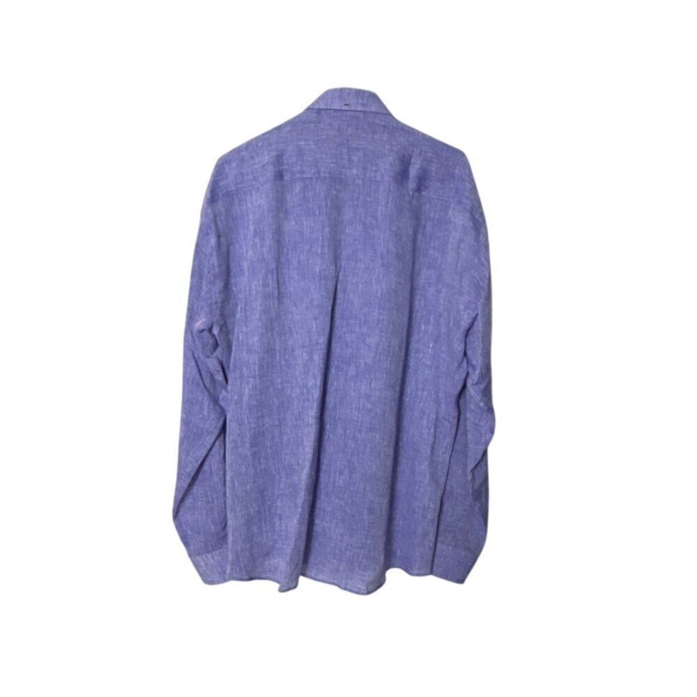 MACEOO Mens Einstein Linen Blue Button-Up Shirt - Picture 2 of 5